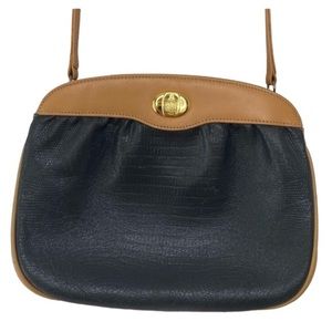 Italian Vintage Mark Cross Gray Tan Leather Crossbody Purse Bag